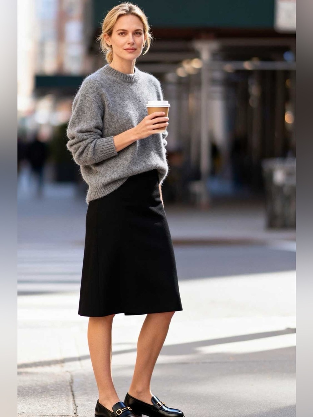 NWT Uniqlo Black Midi Pencil Skirt Sz M Wool Blend Elastic Waist